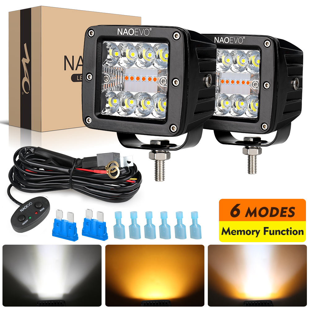 3 Inch 72W Amber White LED Light Pods | Naoevo