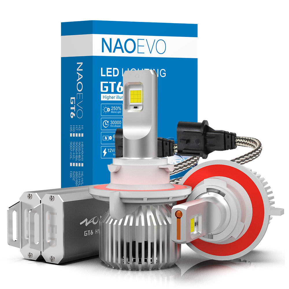 H13 LED Headlight Bulb 90W 10000LM White | NAOEVO GT6 Series - NAOEVO