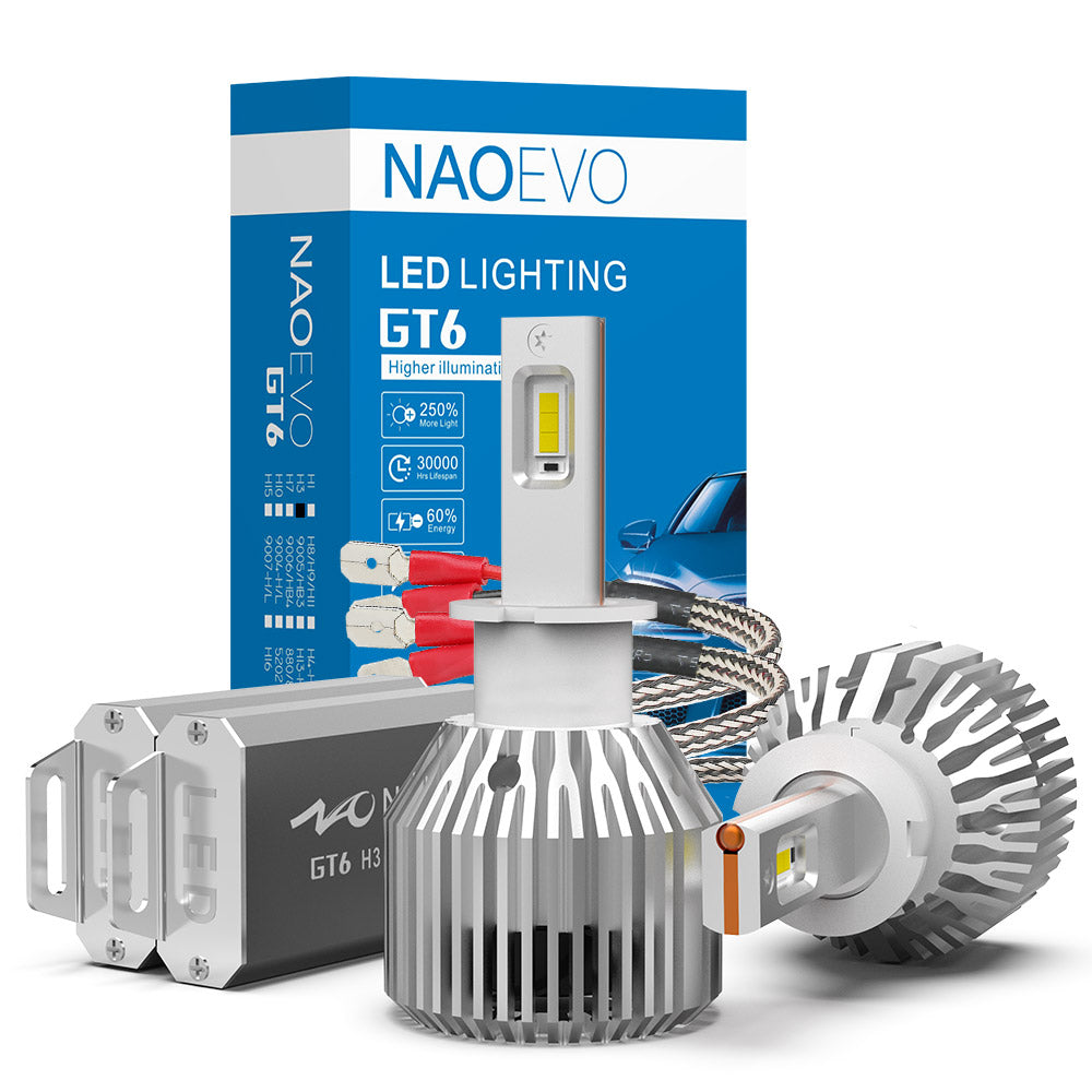 H3 LED Headlight Bulb 90W 10000LM White | NAOEVO GT6 Series - NAOEVO