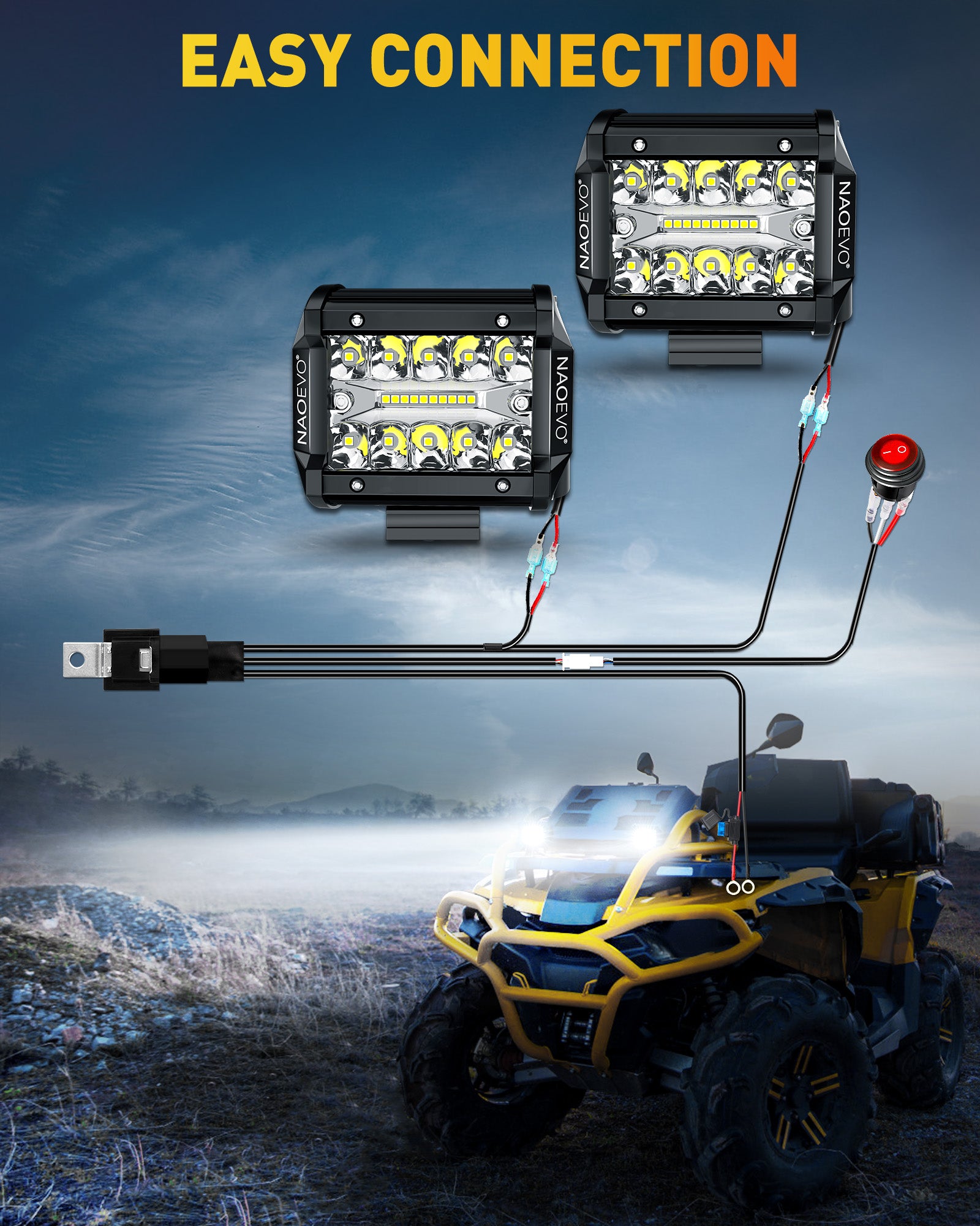 NAOEVO 4 Inch LED Pod Lights, Spot Flood LED Fog/Driving/Off Road Ligh NAOEVO 4 Inch LED Pod Lights, Spot Flood LED Fog/Driving/Off Road Ligh