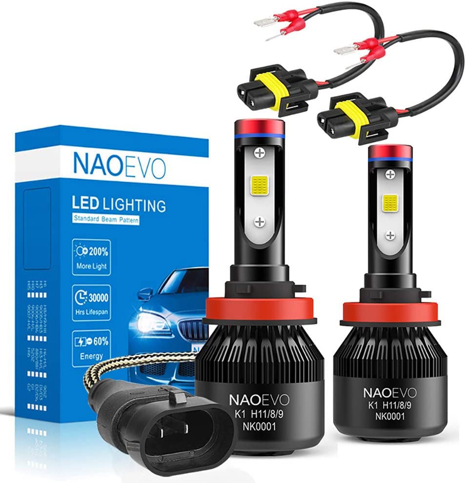 H11B LED Headlight Bulb 60W 6400LM 6500K White | NAOEVO K1 Series