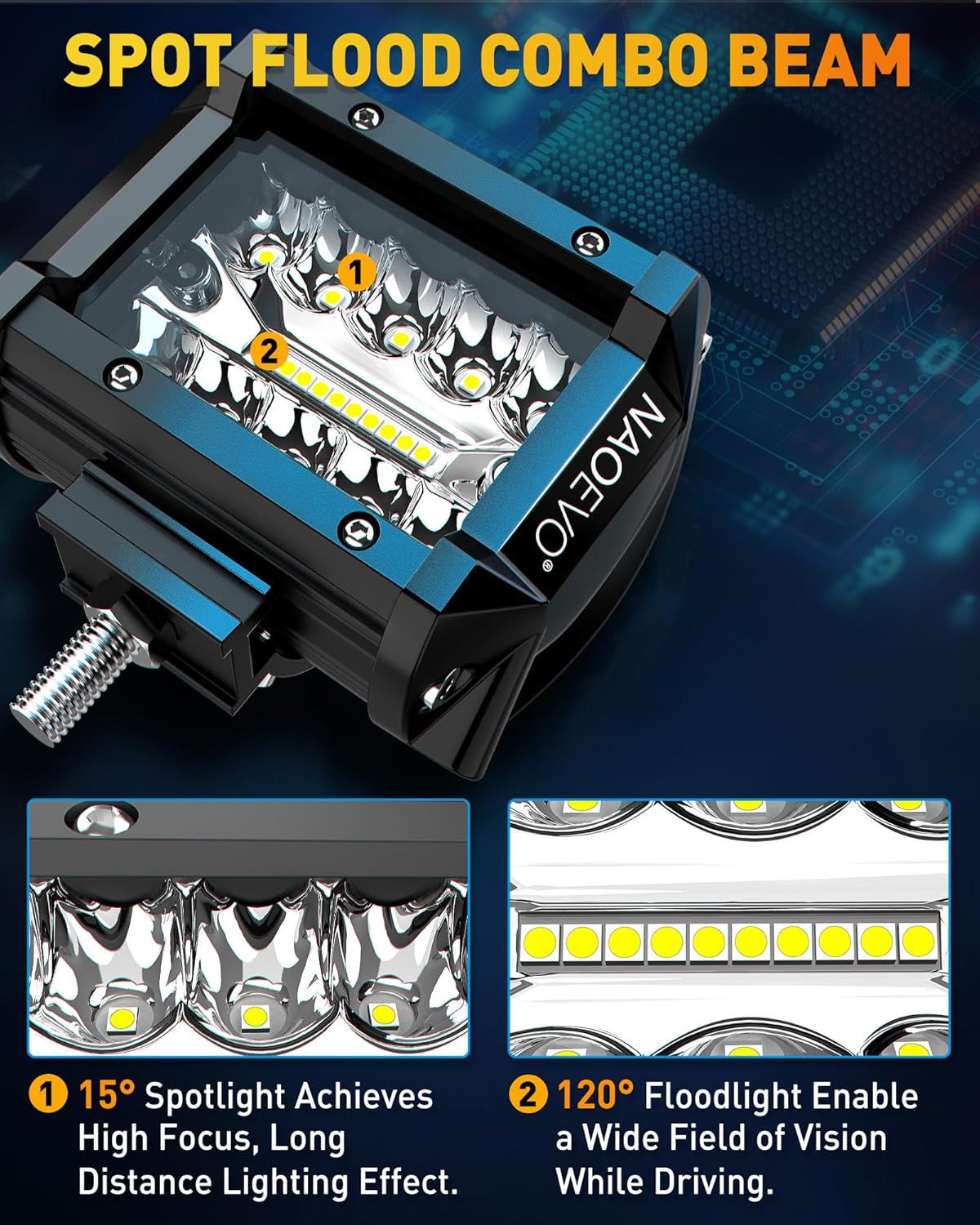 4 Inch LED Pod Lights 120W White with Wiring Harness