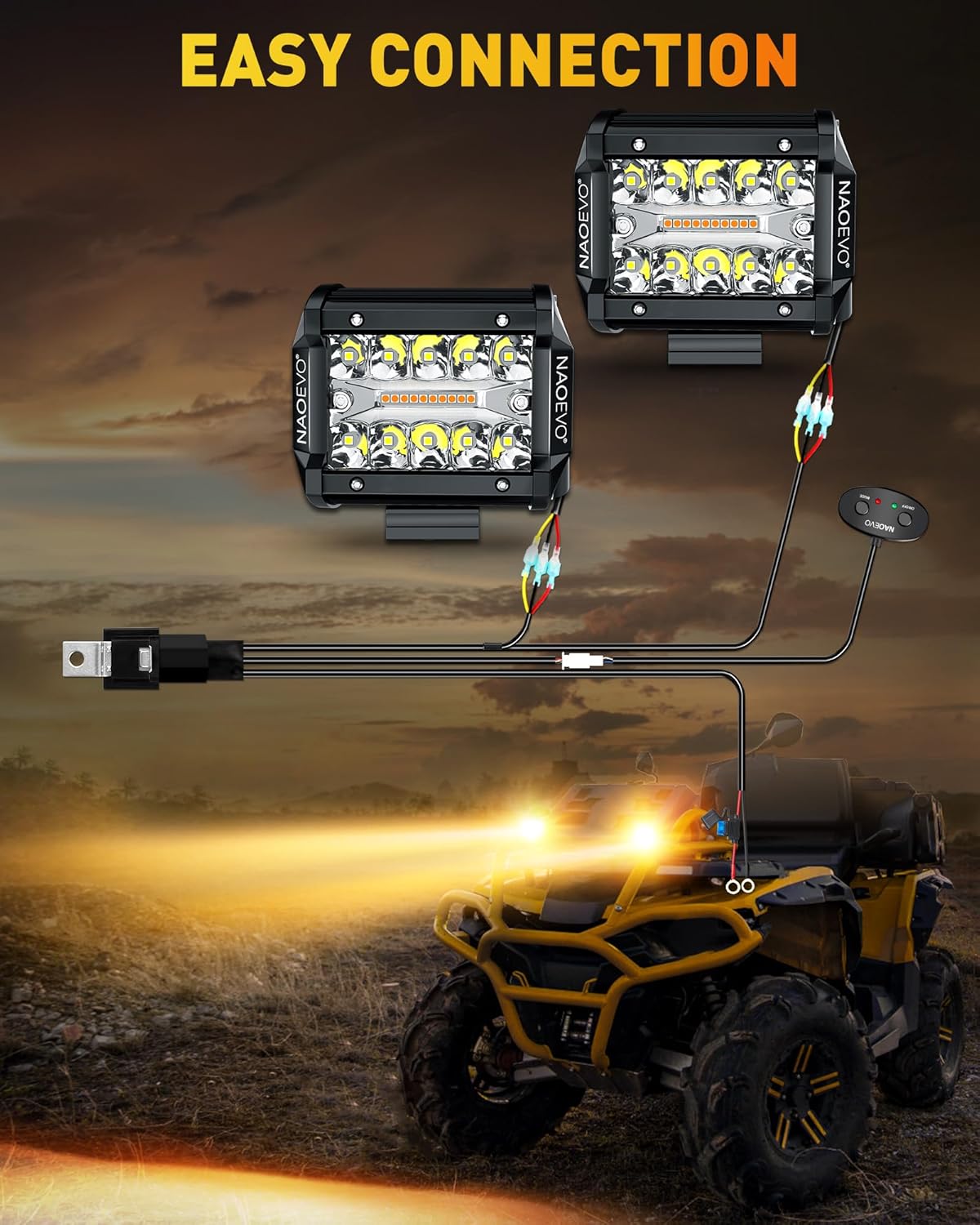 4 Inch LED Pod Lights White Amber with Wiring Harness 4 Inch LED Pod Lights White Amber with Wiring Harness