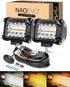 NAOEVO 4 Inch LED Pod Lights White Amber 3 Modes