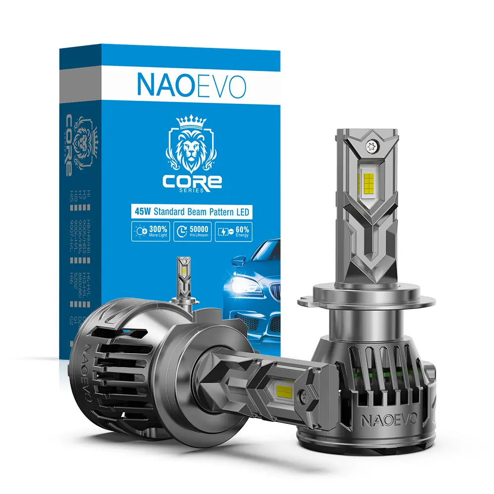 90W 10800LM LED Headlight Bulbs 6500K White | NAOEVO Core Series, 2 Bulbs