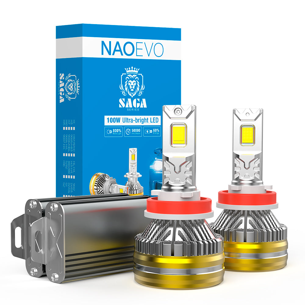 200W 24000LM LED Headlight Bulbs 6500K White | NAOEVO SAGA Series, 2 Bulbs
