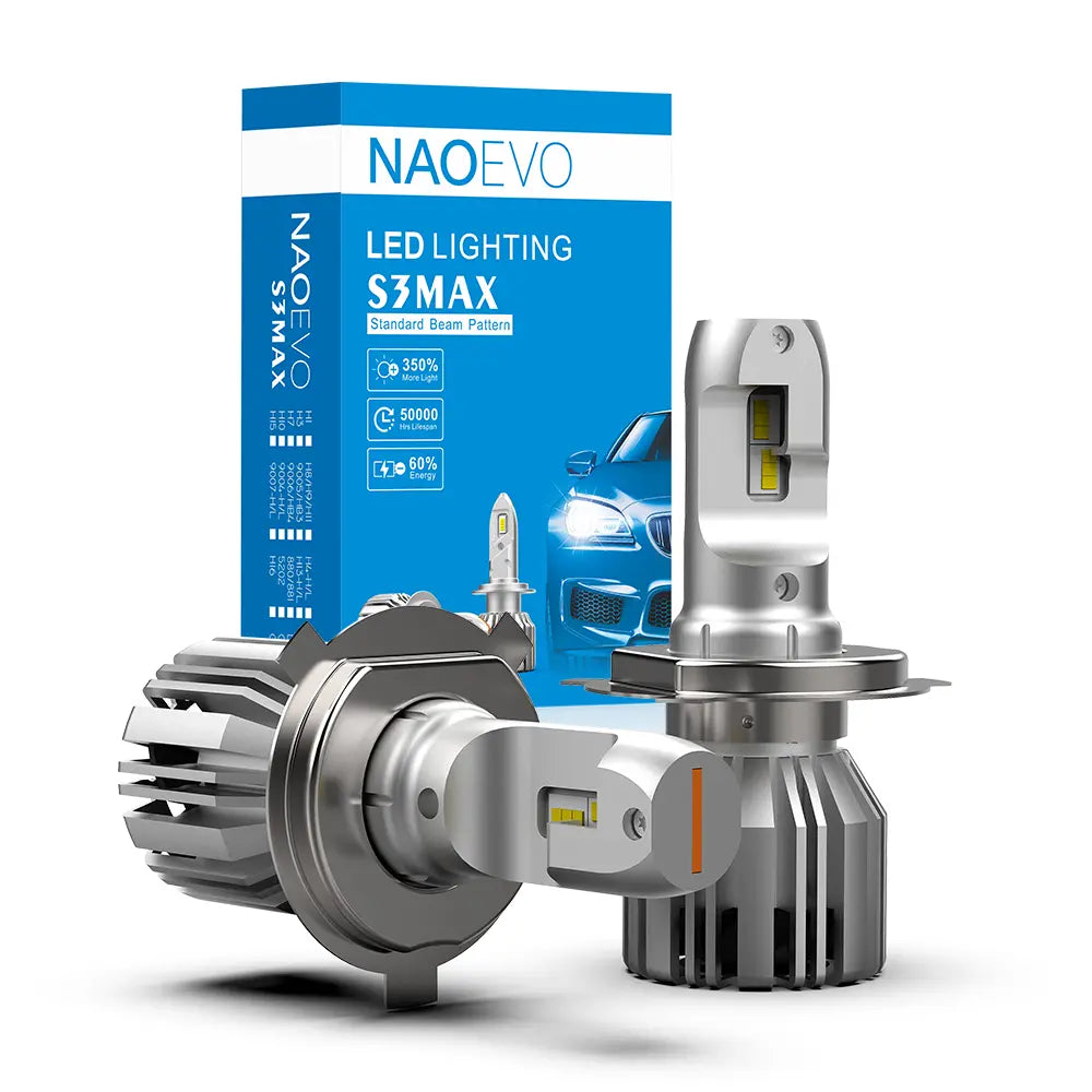 90W 1000LM LED Headlight Bulb 6500K White | NAOEVO S3MAX Series, 2 Bulbs