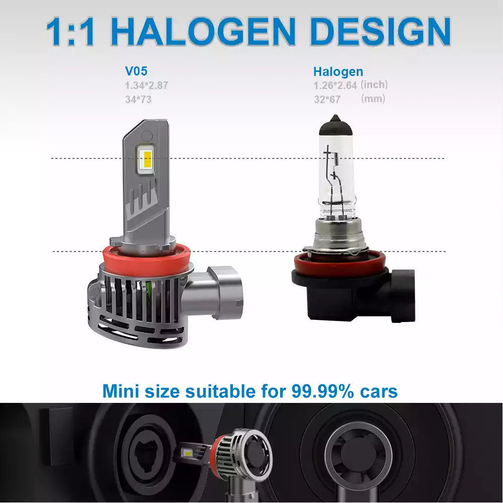 H11 LED Headlight Bulb 100W 12000LM Wireless | NAOEVO V05 Series