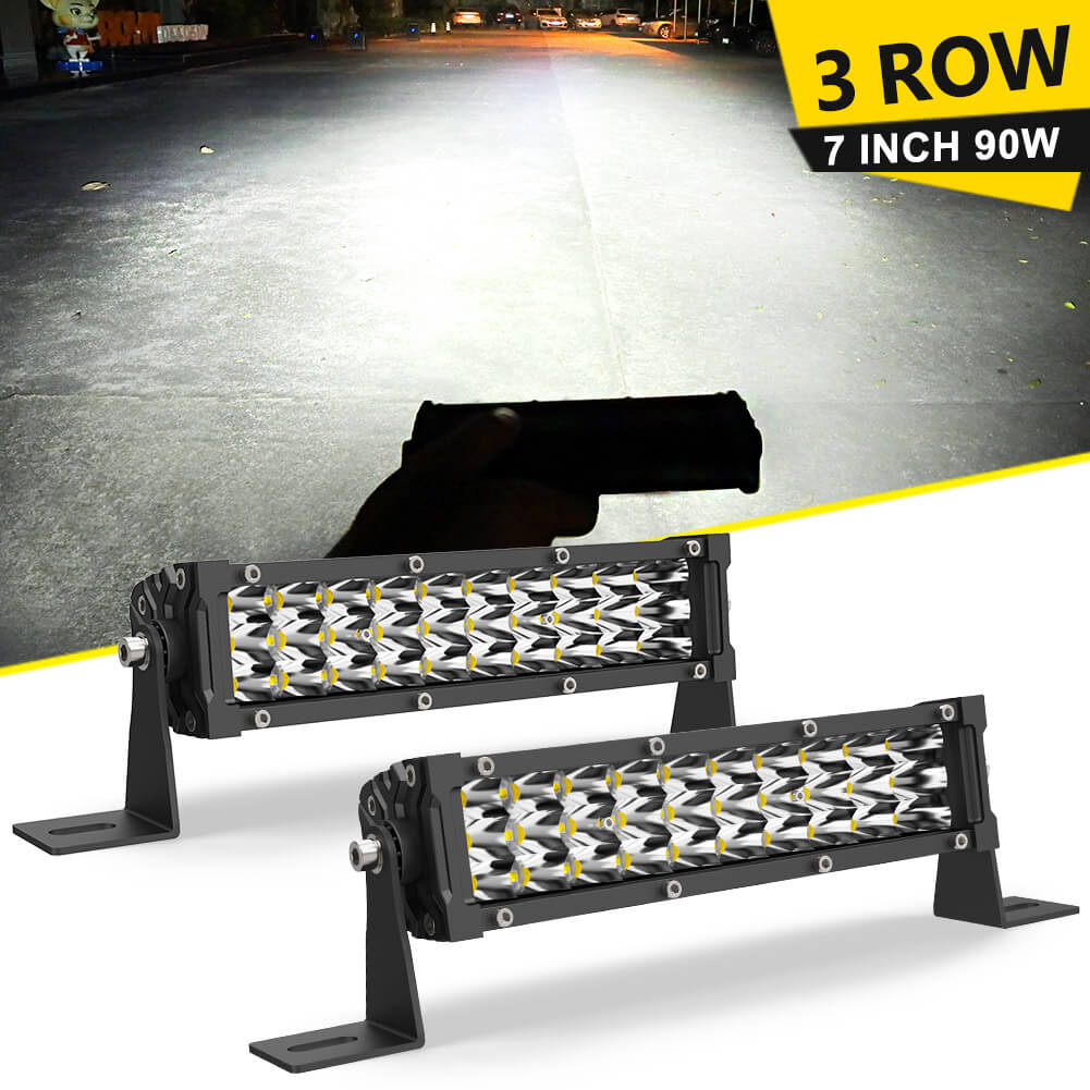 7 inch 180W 3 Row White Led Light Bar | Naoevo