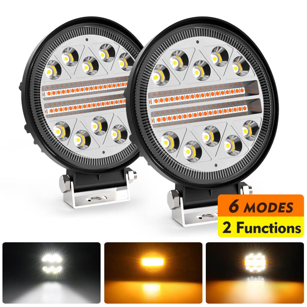 4.5 Inch 140W Round White/ Amber LED Light Pods | Naoevo