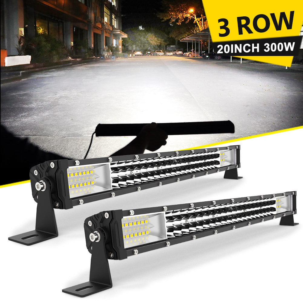 7-20 Inch 3 Row White Led Light Bar - NAOEVO