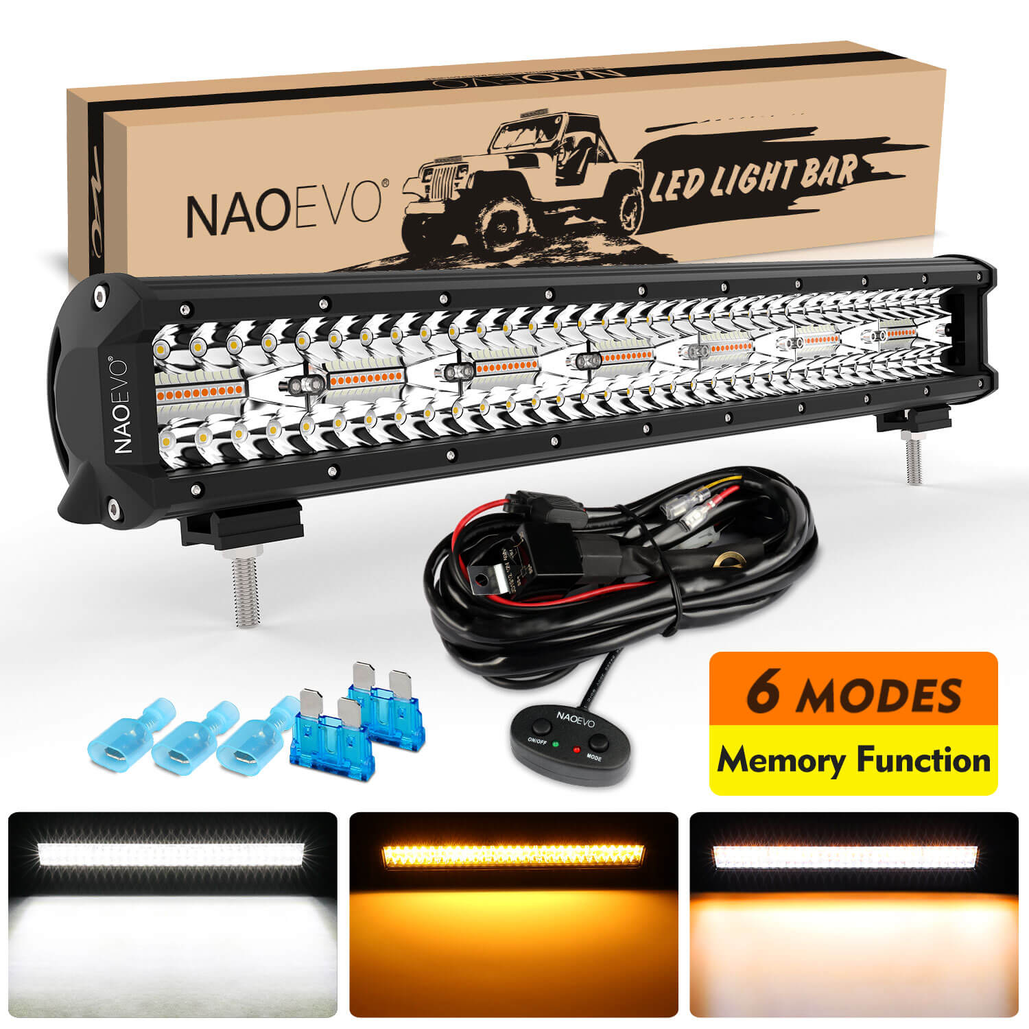 20inch white amber led light bar