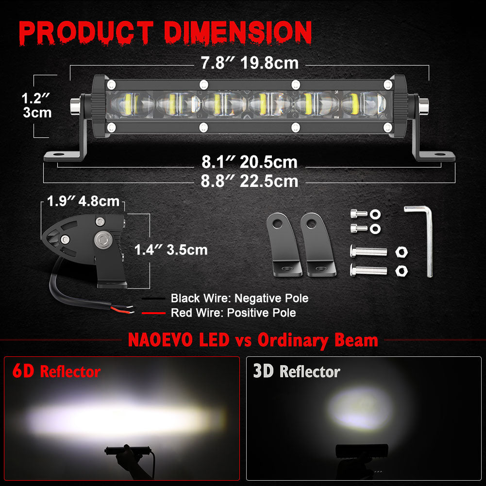 7 13 20 inch 6D Slim LED Light Bar Work Light – NAOEVO