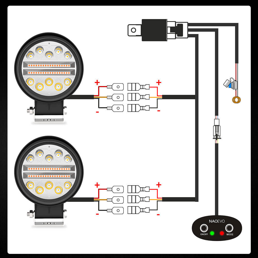 4.5 Inch 140W Round White/ Amber LED Light Pods | Naoevo