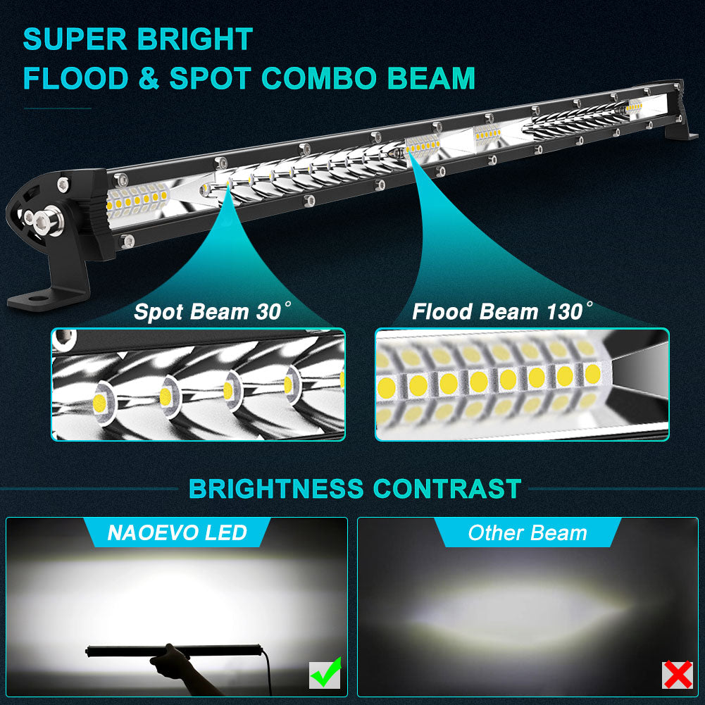 20 inch 320W White Slim LED Light Bar Spot Flood Combo | Naoevo