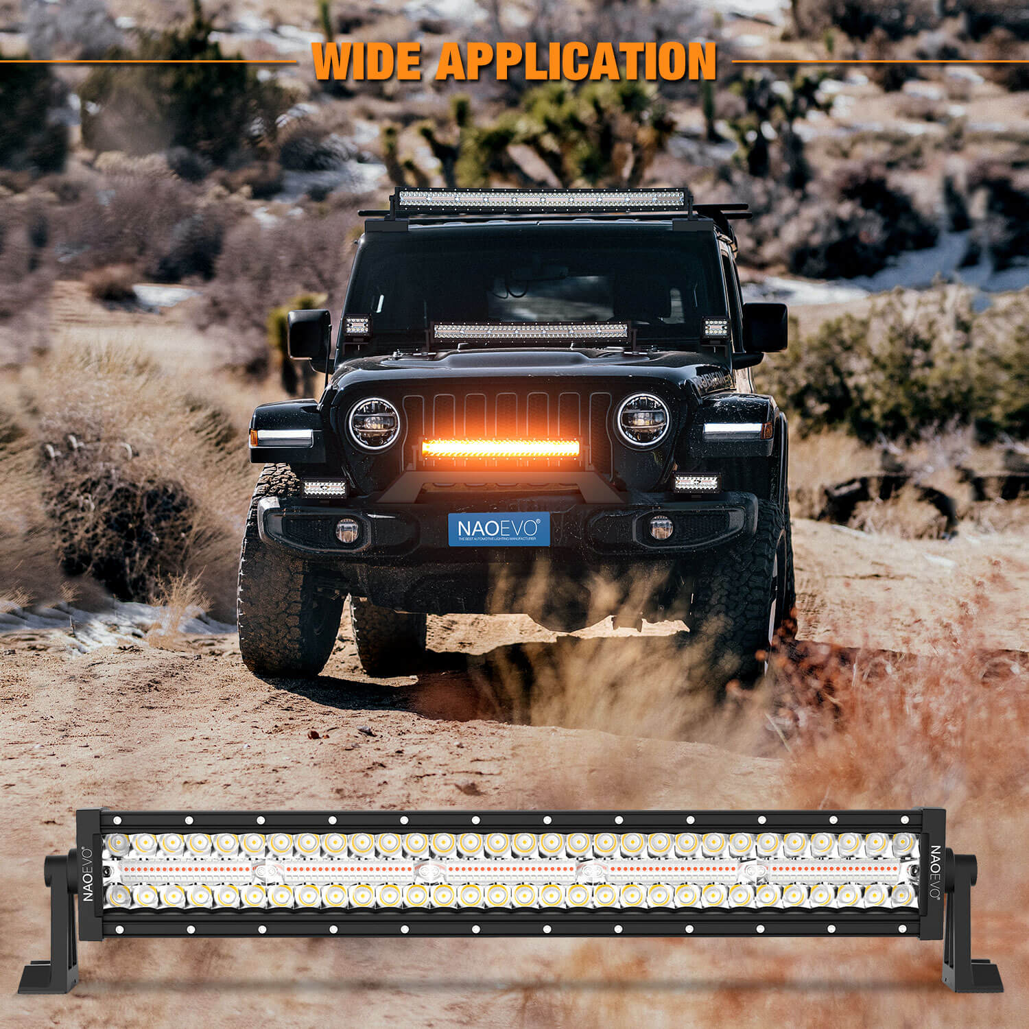 22 inch 160W LED Light Bar Amber White Off-Road Lighting | Naoevo