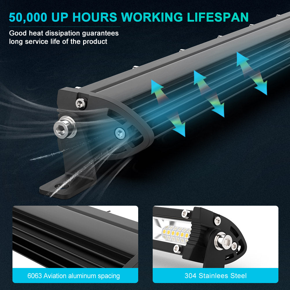 12 inch 160W White Slim LED Light Bar Spot Flood Combo - NAOEVO
