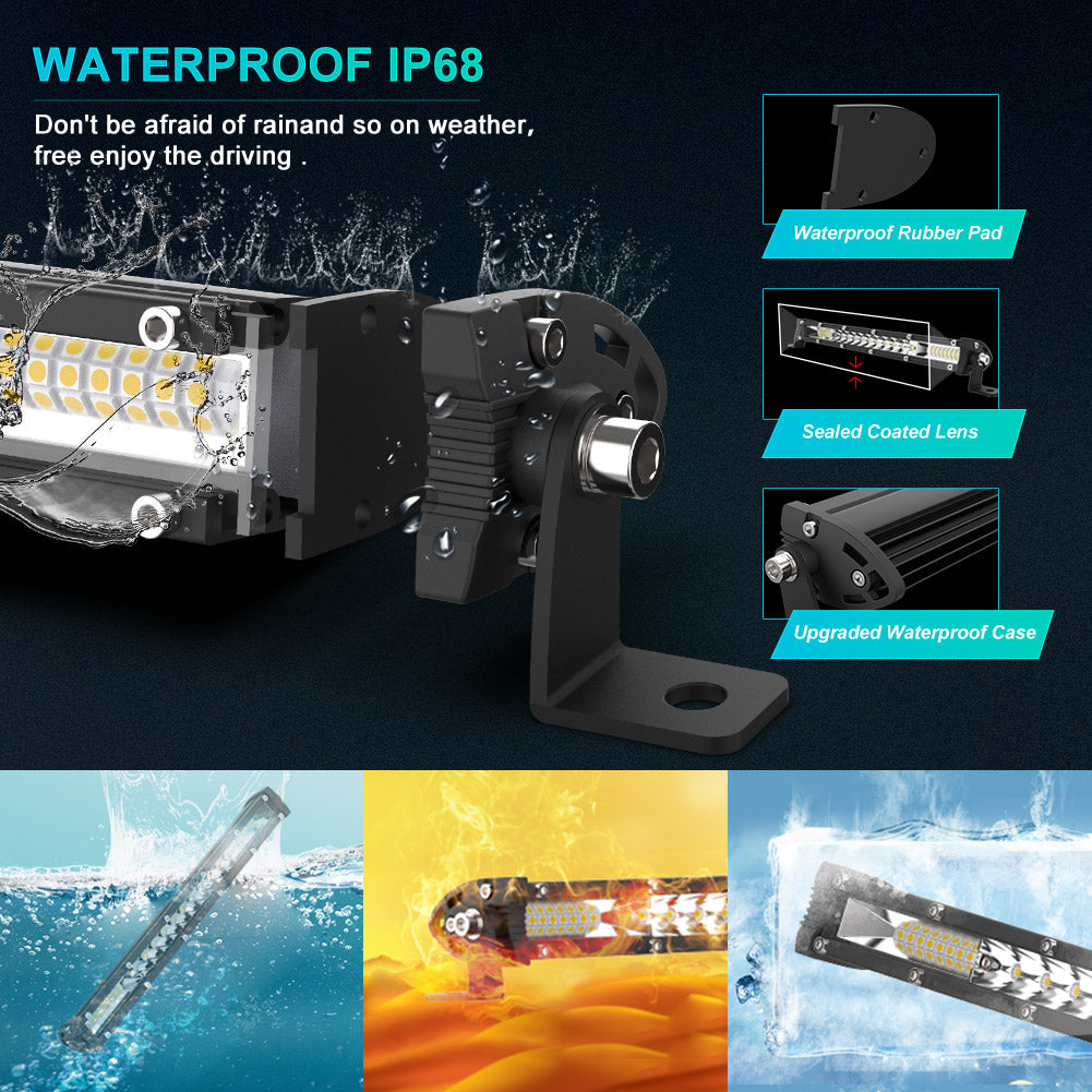 12 inch 160W White Slim LED Light Bar Spot Flood Combo - NAOEVO