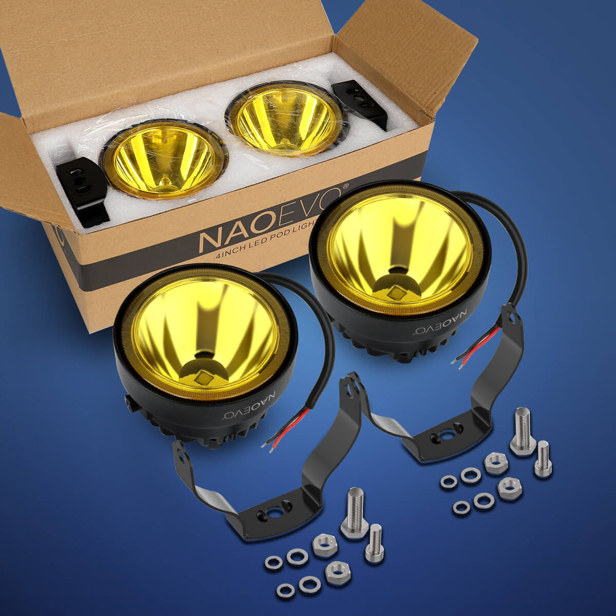 4 Inch Round LED Light Pods Fog Light Led Work Light NAOEVO 4 Inch Round LED Light Pods Fog Light Led Work Light NAOEVO