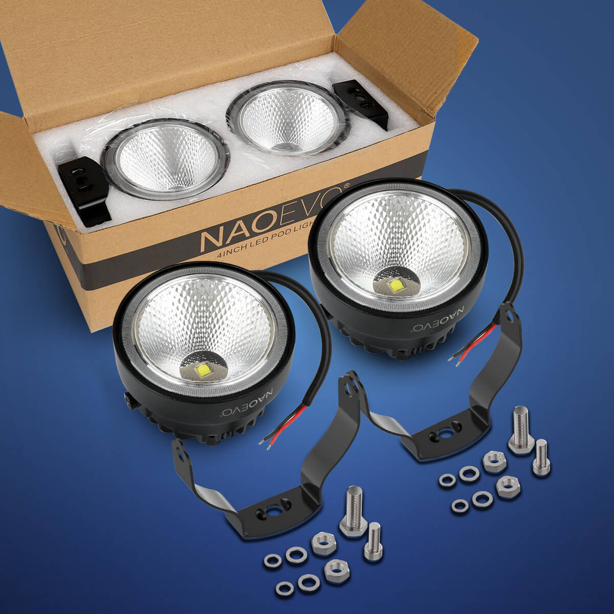 4 Inch Round LED Light Pods Fog Light Led Work Light NAOEVO 4 Inch Round LED Light Pods Fog Light Led Work Light NAOEVO