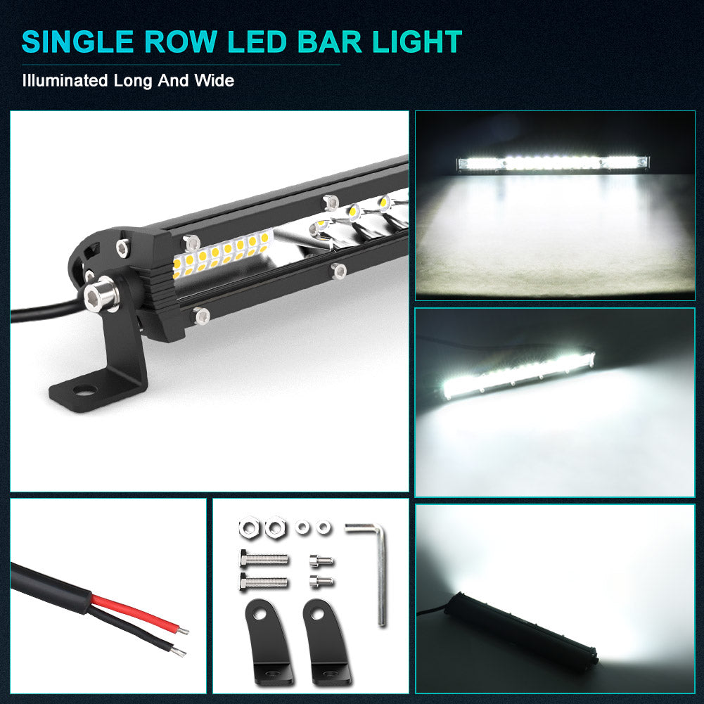 12 inch 160W White Slim LED Light Bar Spot Flood Combo - NAOEVO