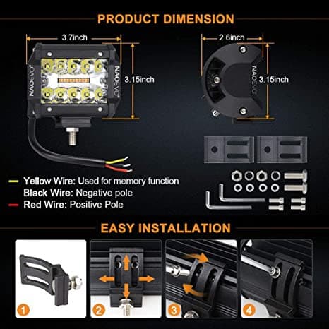 4 Inch 120W Amber White LED Light Pods - NAOEVO
