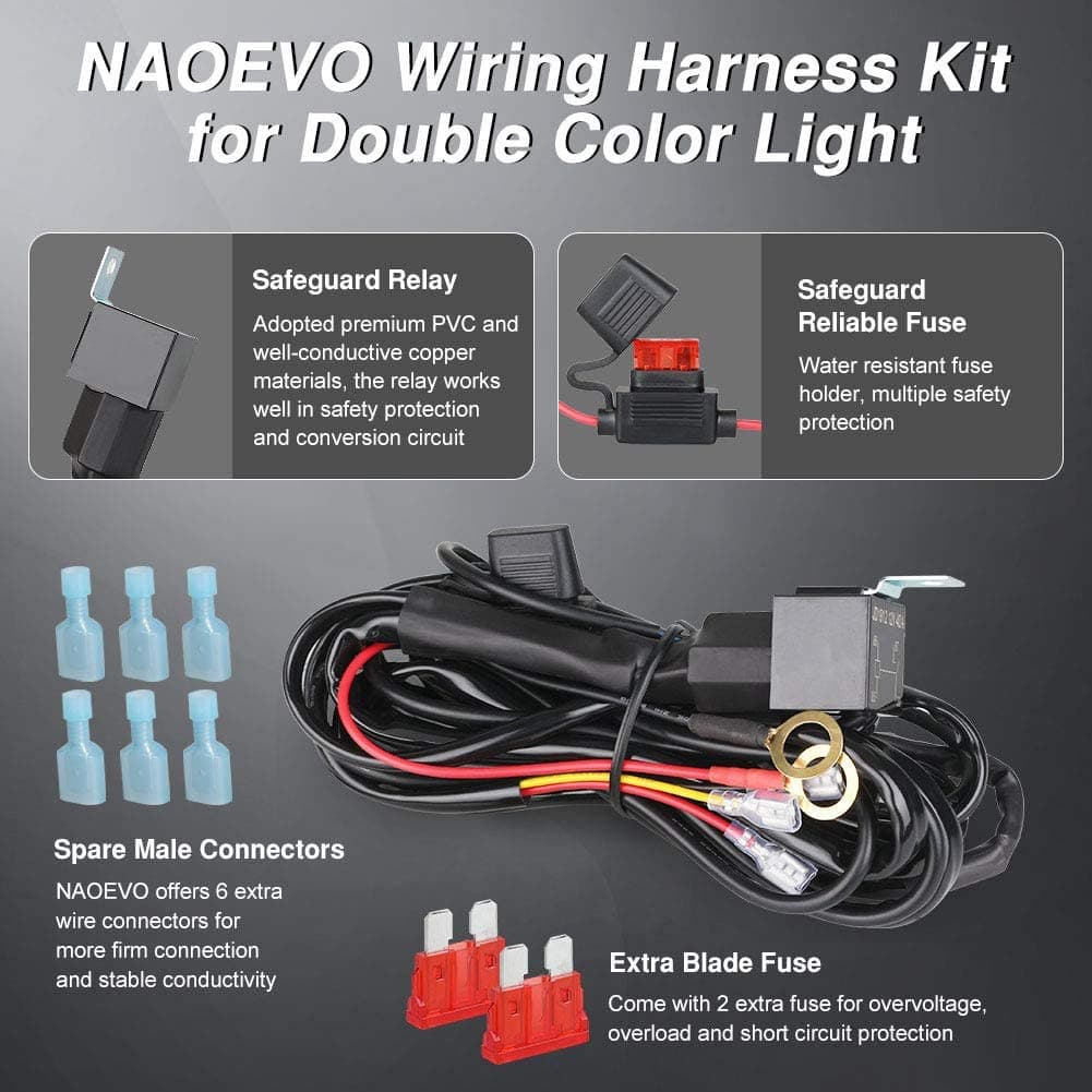 Naoevo LED Light Bar Wiring Harness