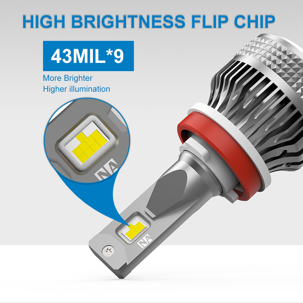 H8/9/11 LED Headlight Bulb 60W 7200LM White | NAOEVO NA Series - NAOEVO