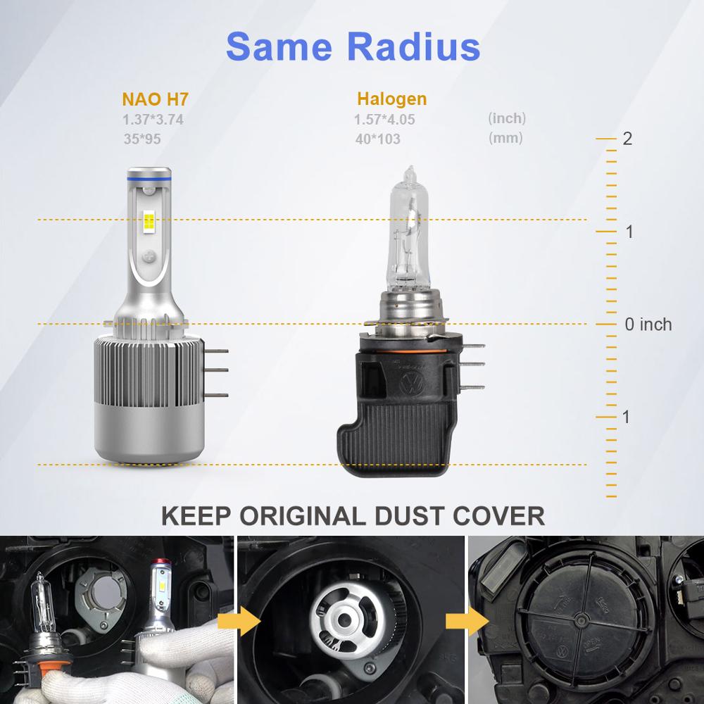 H15 LED Headlight Bulbs High Beam with DRL Super Bright White 6000K 72W 7600lm - NAOEVO