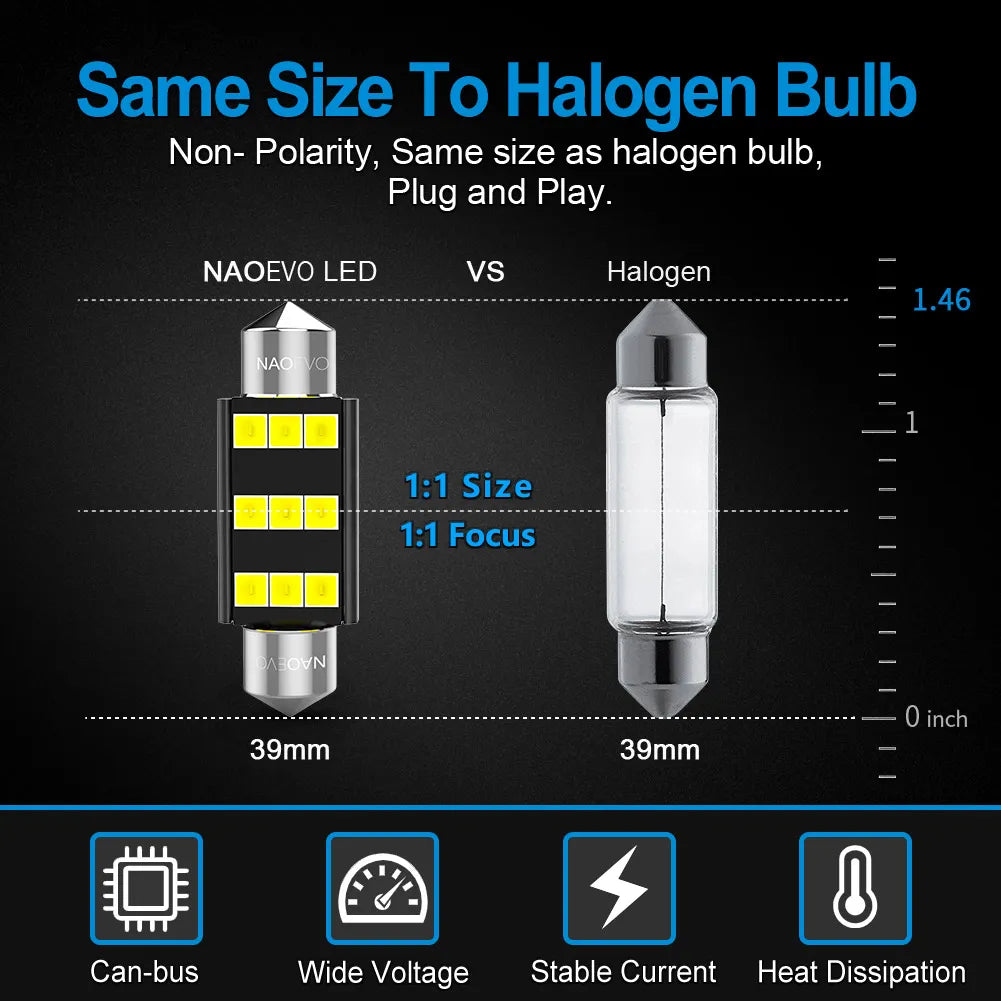 C5W 28MM 31MM 36MM 39MM 41MM 44MM LED Light Bulbs, 2 Bulbs