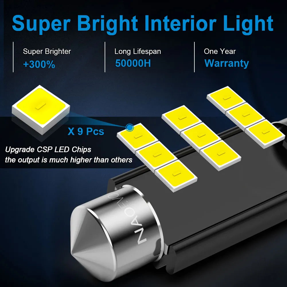 C5W 28MM 31MM 36MM 39MM 41MM 44MM LED Light Bulbs, 2 Bulbs