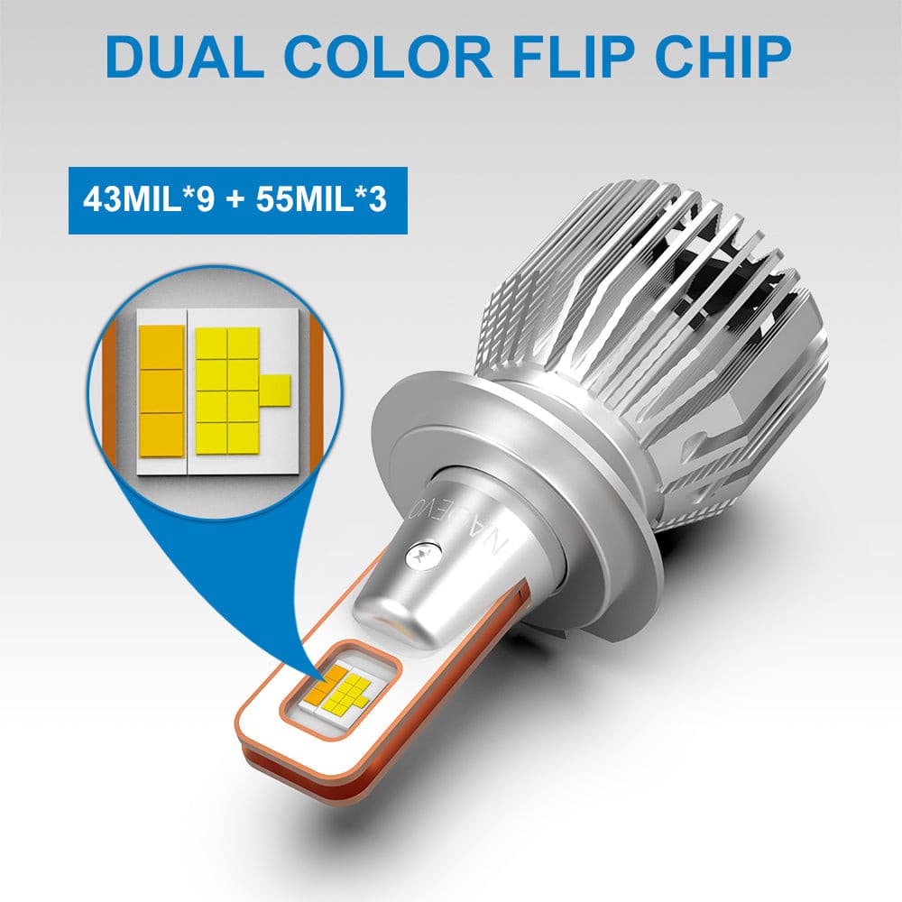 H1 LED Headlight Bulb 3 Colors | NAOEVO S4 PRO Series - NAOEVO