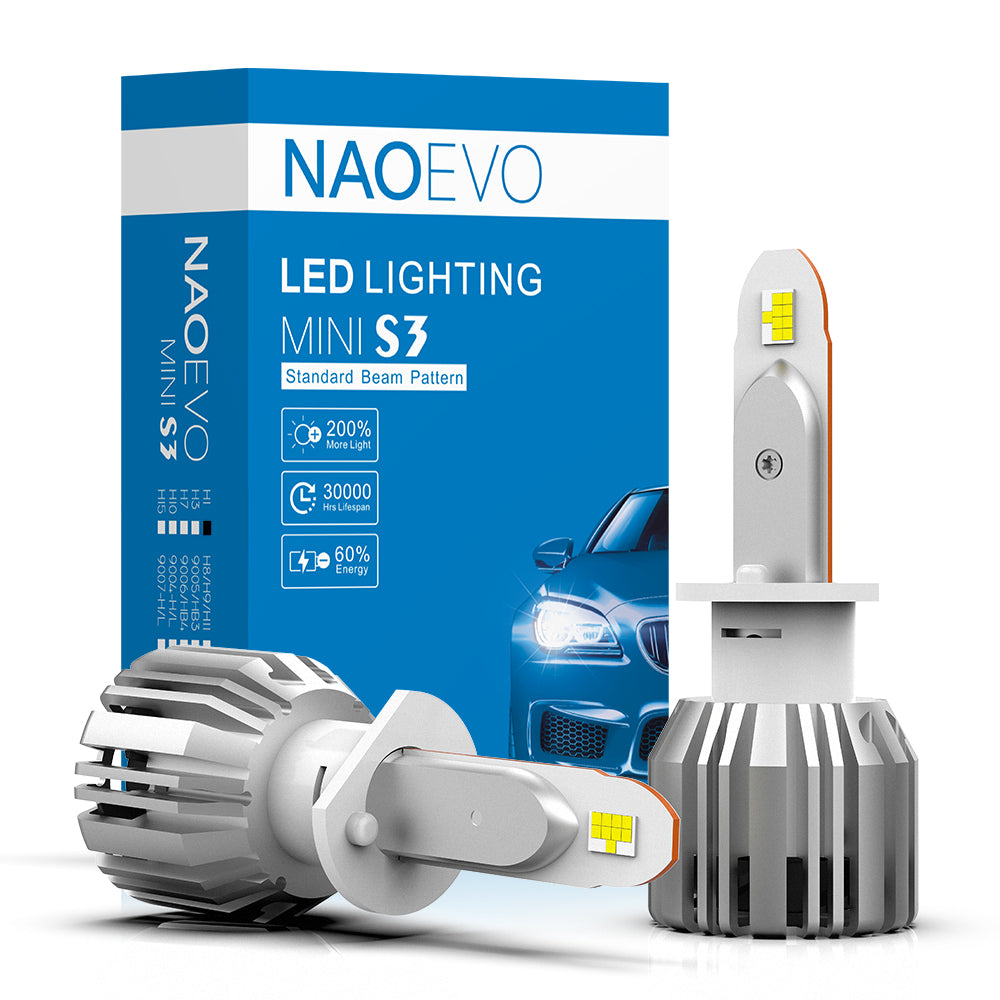 H1 LED Headlight Bulb 60W 7200LM White | NAOEVO S3 Series - NAOEVO